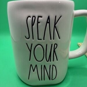 Rae Dunn by Magenta ceramic mug featuring the phrase "SPEAK YOUR MIND